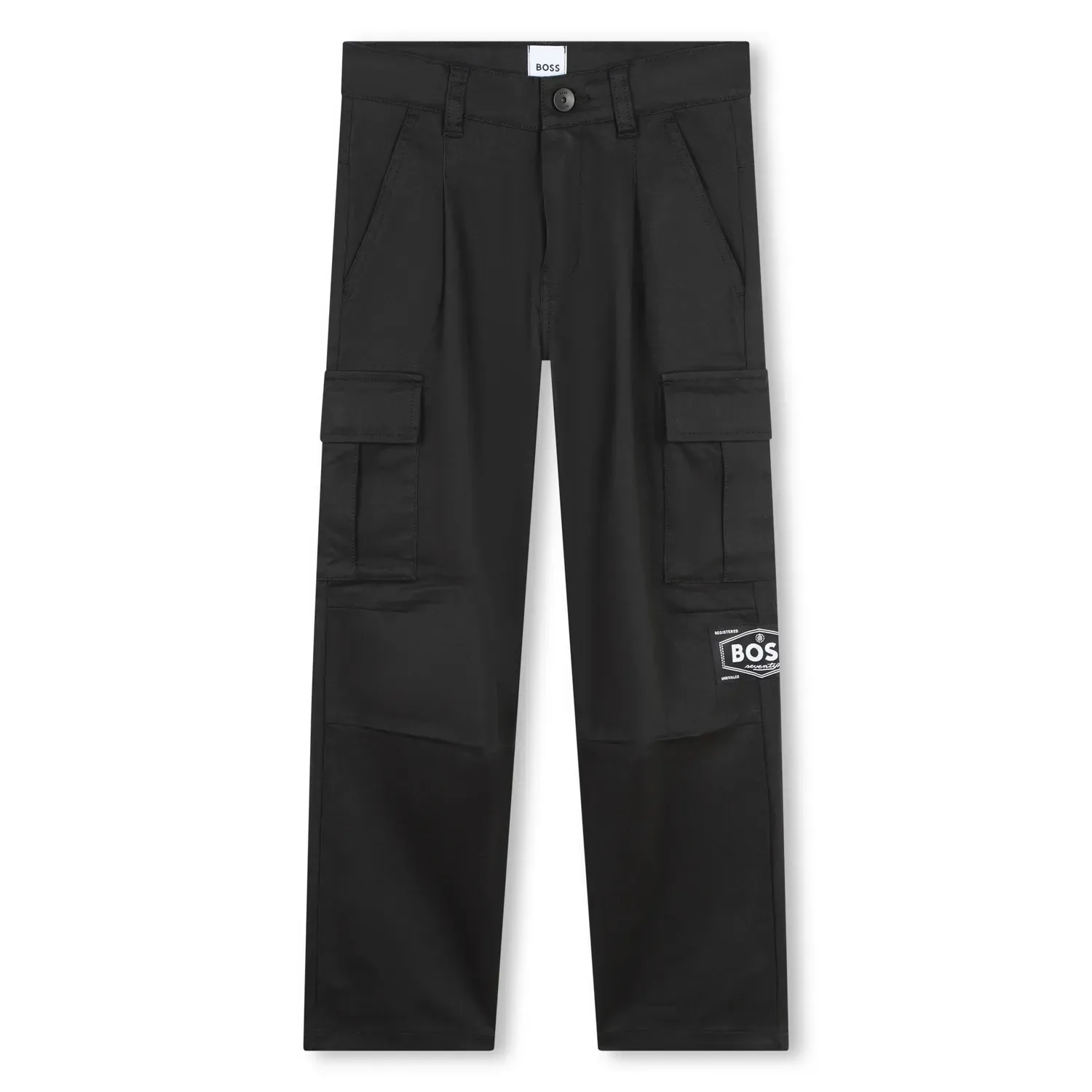 BLACK TAPERED FIT PANT CARGO LIKE POCKETS / J51141-09B