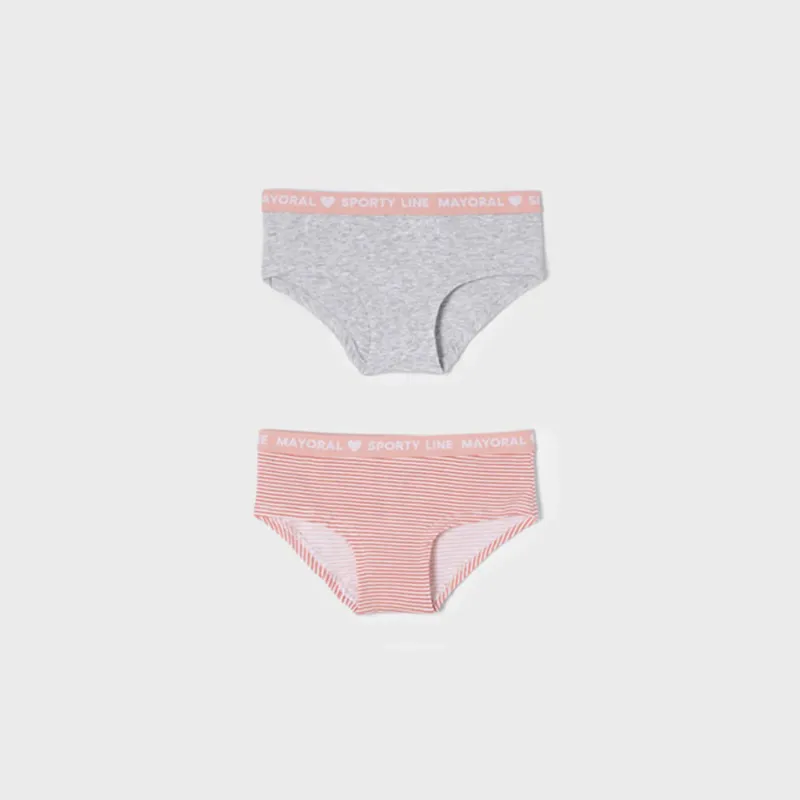 2PACK UNDERWEAR / PANTIES SET GREY OR PEACH / WHITE STRIPE / 10220