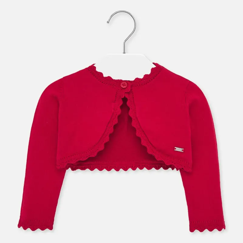 BOLERO CARDIGAN RED SCALLOPED TRIM / 306
