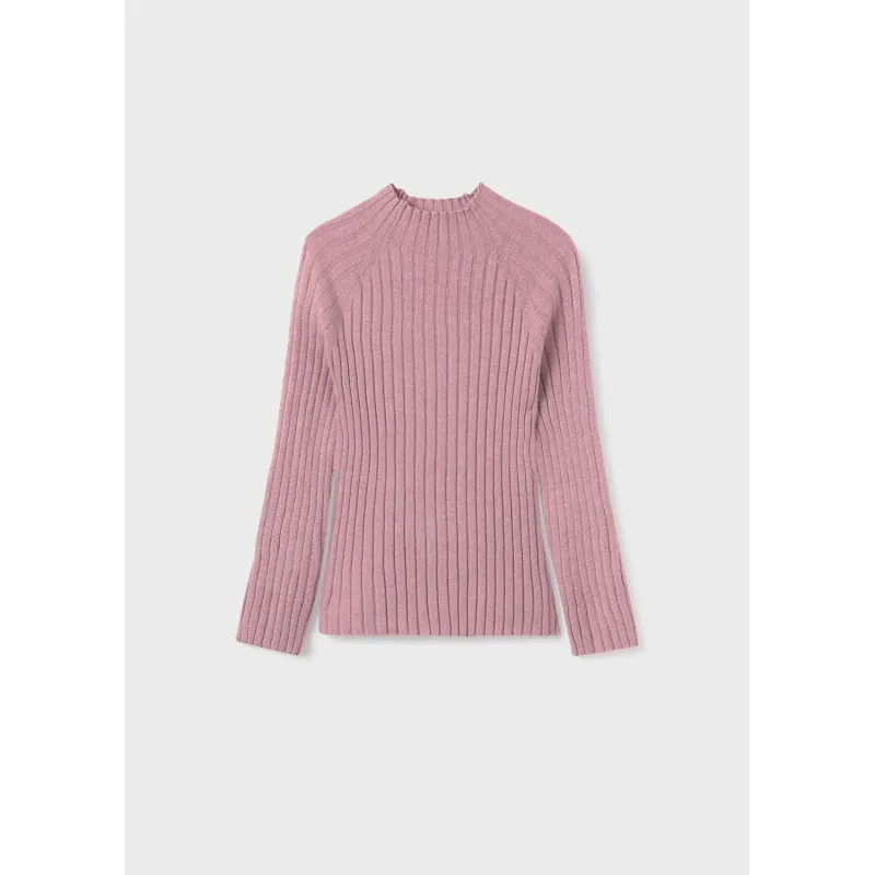 KNIT SWEATER LILAC MOCKNECK RIBBED EFFECT / 7040-047
