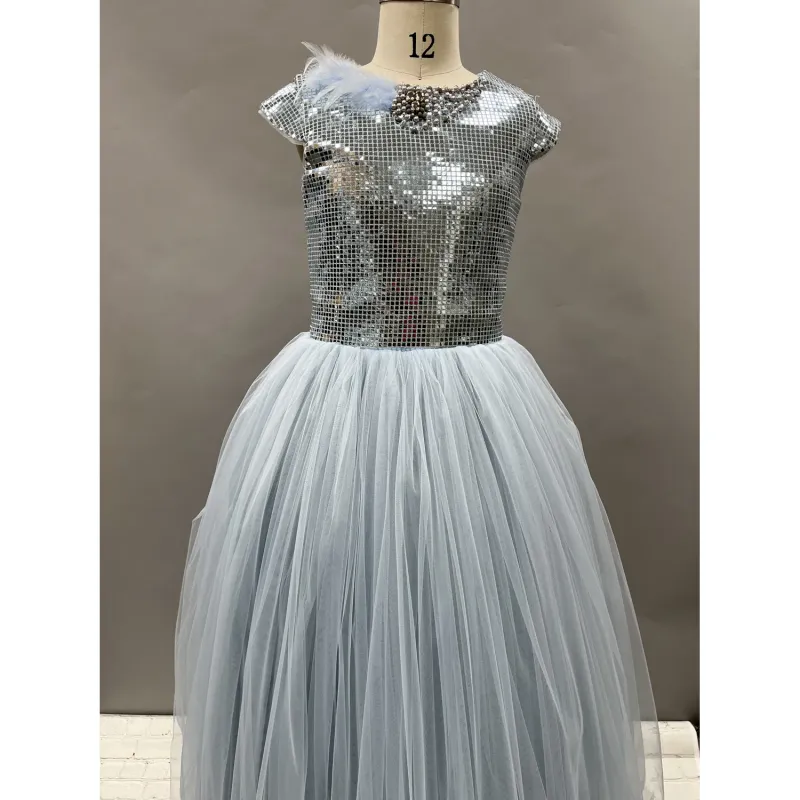 DRESS BLUE SQUARE JEWEL BODICE TULLE SKIRT / 20904