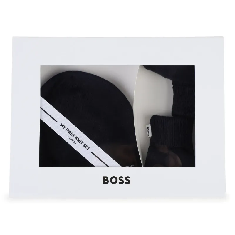 NAVY HAT & BOOTIES KNIT HB LOGO / J51633-849