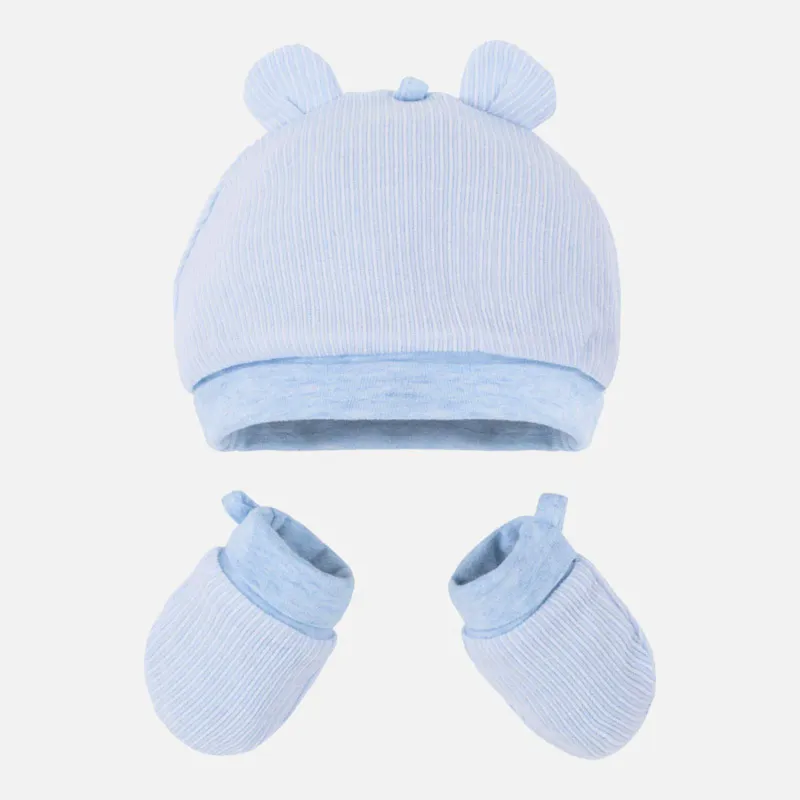 2PC HAT & SCRATCH MITTEN BABY BLUE ST / 19916