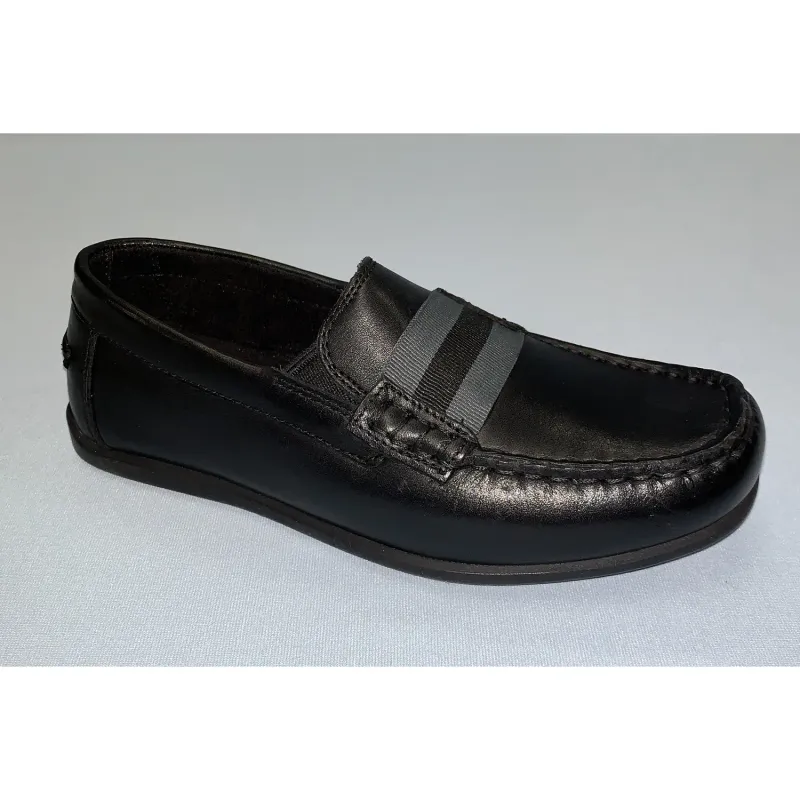 SHOE BLACK SLIP ON JASPER STRAP JR.GREY TRIM / 16680