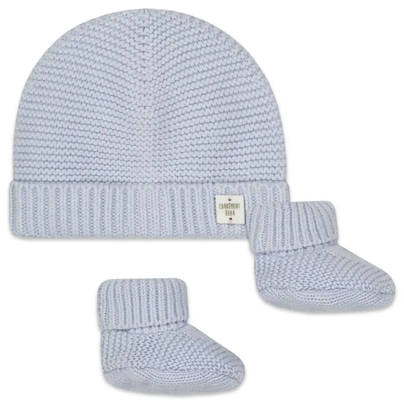 2 PC KNIT HAT & BOOTIES PALE BLUE / Y98180