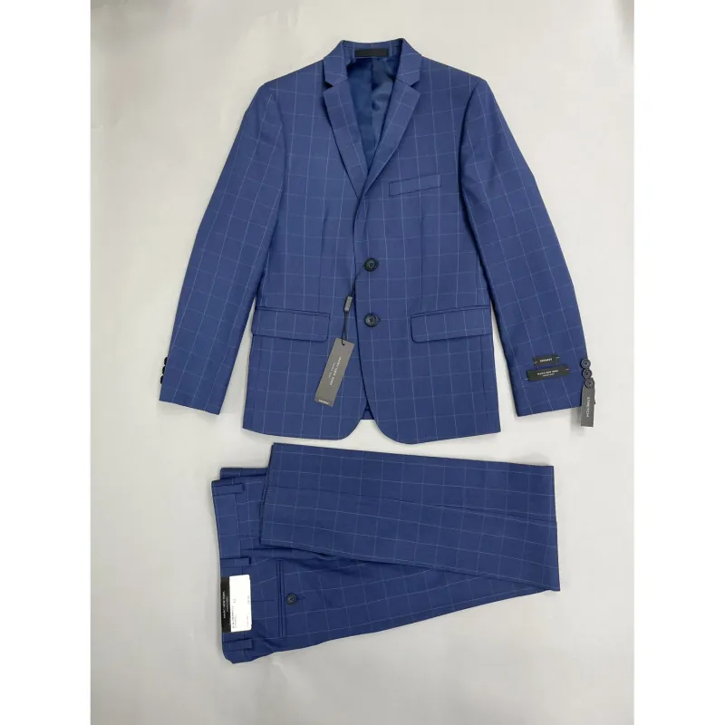 2PC SUIT BLUE CHECK SKINNY FIT STRETCH / BCWL2MAW0712