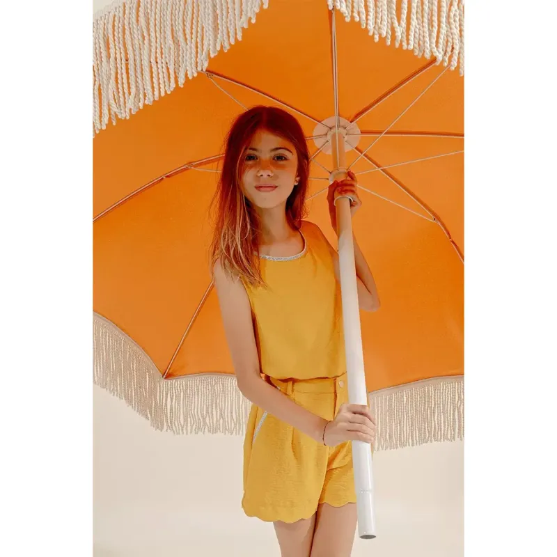 TOP YELLOW SILVER NECKLINE TRIM SLEEVELESS / MMG540CP