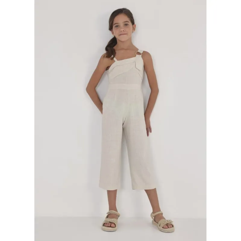 LINEN JUMPSUIT LONG SPAGHETTI STRAPS / 68413-024