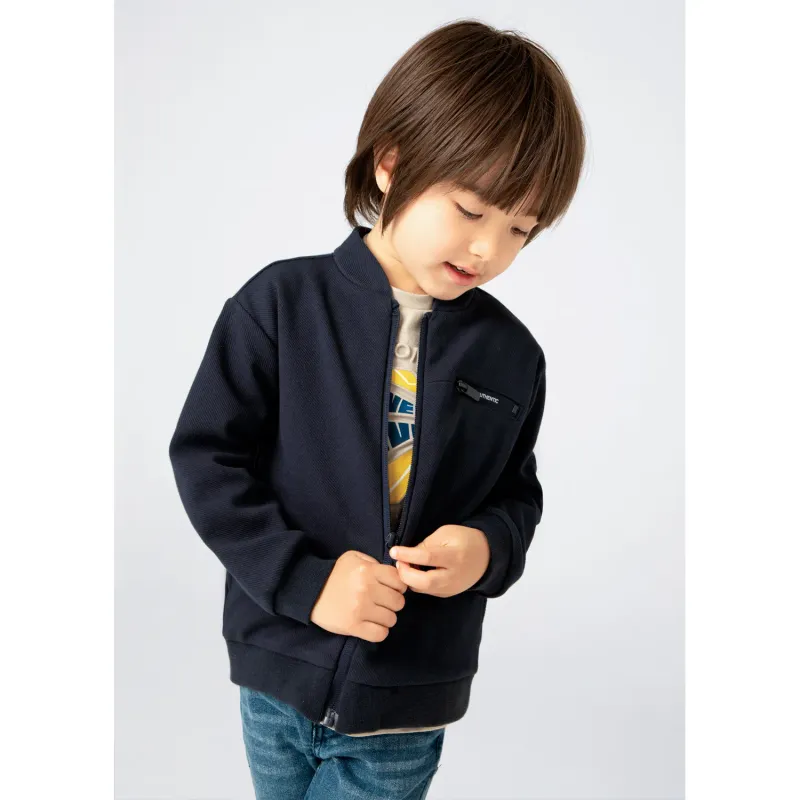 NAVY CARDIGAN JACKET ZIP CLOSURE & POCKET / 4474-054