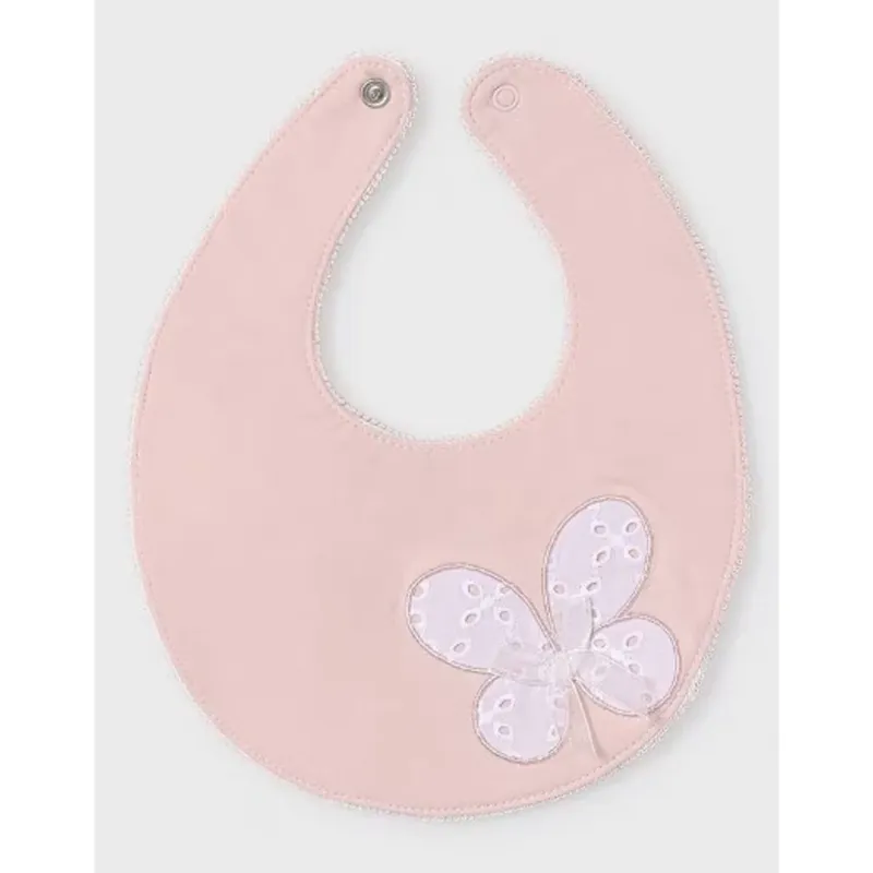 BIB PEACH WHITE EYELET BUTTERFLY APPLIQUE / 9416-046
