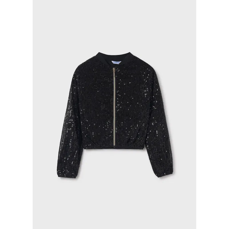 BLACK SEQUIN JACKET ZIP CLOSURE / 7474-057