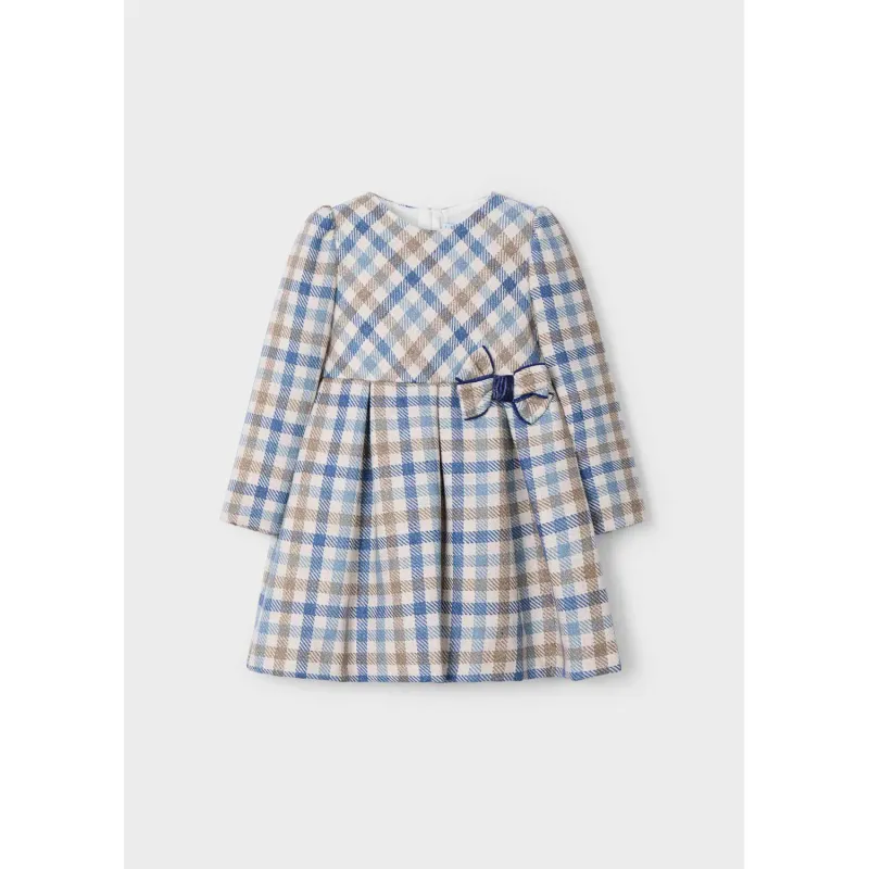 BLUE PLAID DRESS BOW TRIM / 4914-012