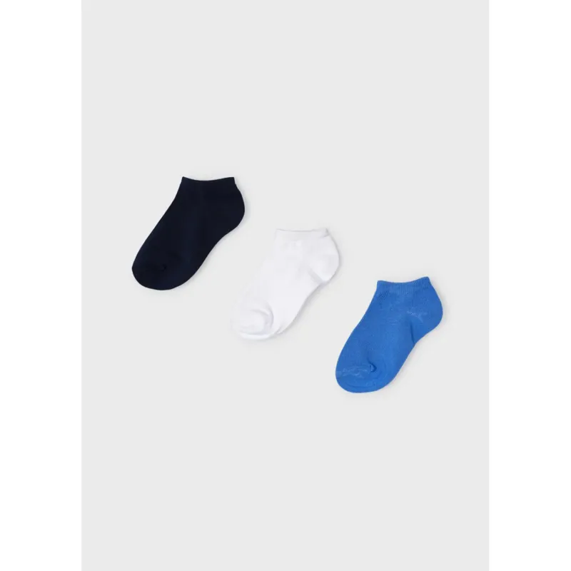 3PC SHORT SOCK SET BLUE WHITE & NAVY / 10463-085