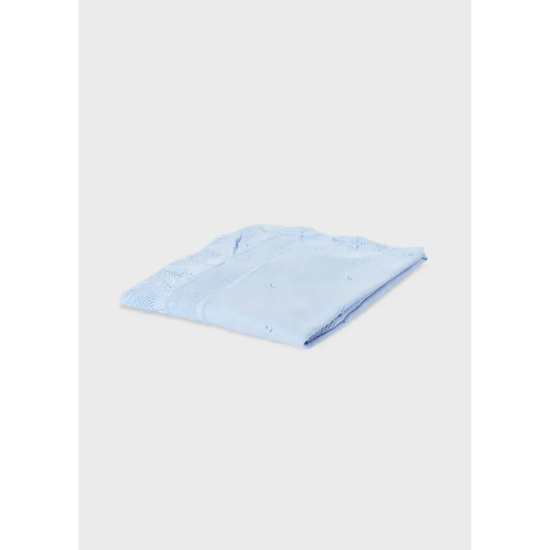 SHAWL BLANKET BLUE SCALLOPED TRIM / 9240-059