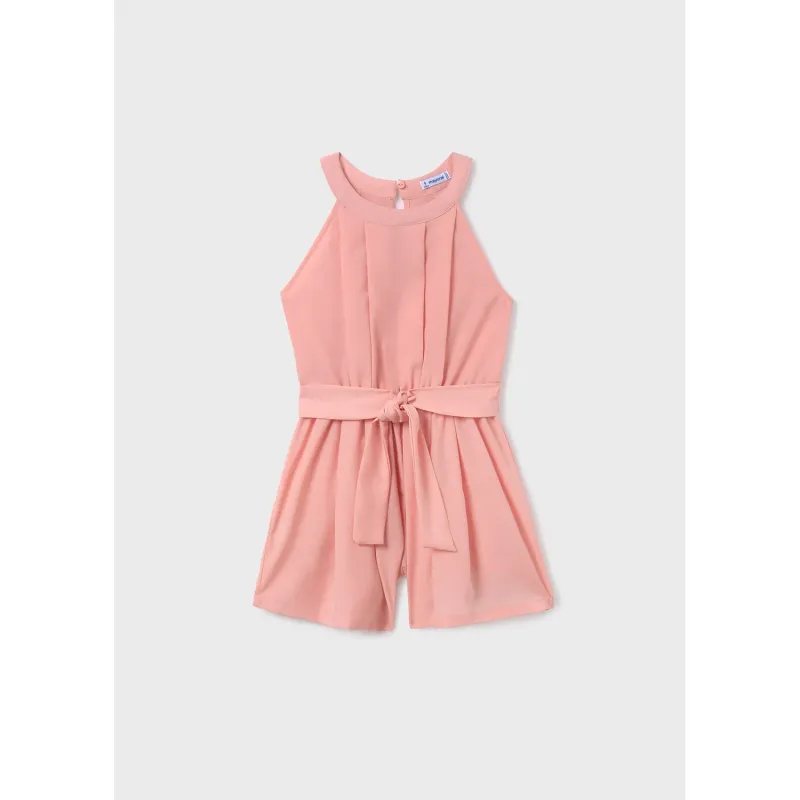 ROMPER TULIP ROSE PLEATS IMITATION BELT / 6854-052