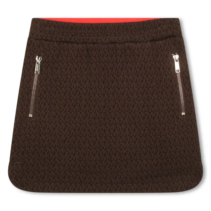 SKIRT BROWN ZIP POCKETS MK ALLOVER PRINT / R13125-319