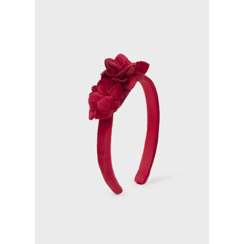 RED VELVET HEADBAND FLOWER APPLIQUE / 10.778-027