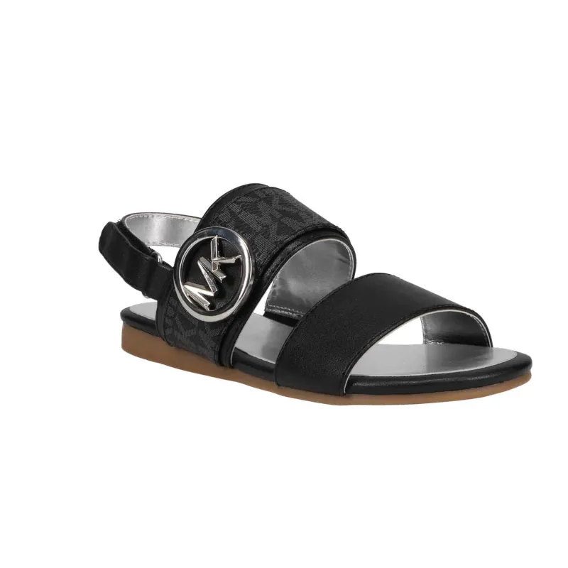 SANDAL BLACK SYDNEY KENZIE SILVER MK APPLIQUE & MK PRINT / MK100626C-001