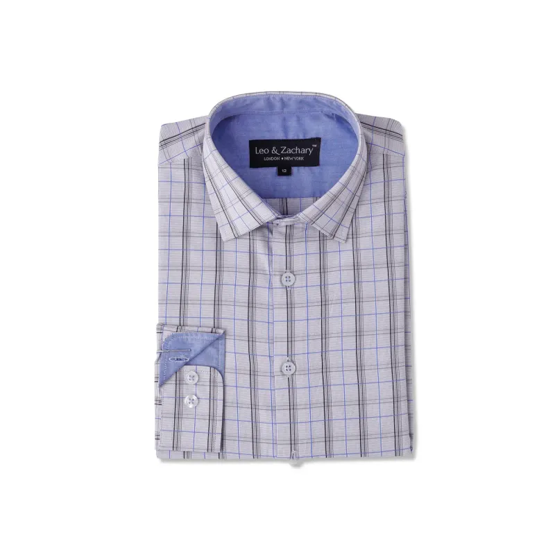 SHIRT GREY PLAID BLUE WINDOW / 5861
