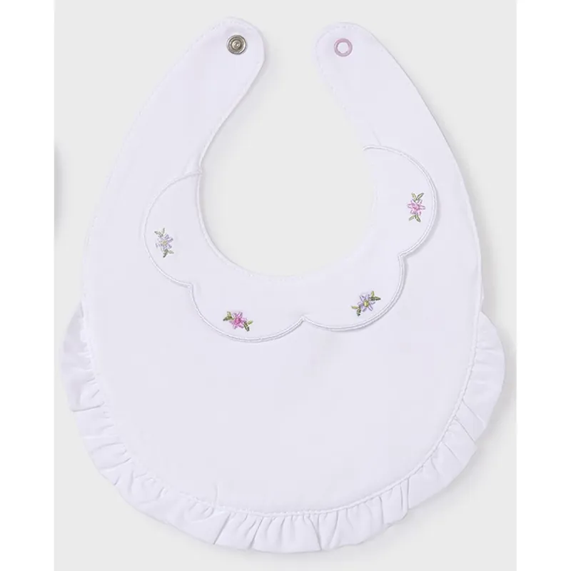 BIB WHITE FRILL EDGING PURPLE FLOWER COLLAR EMBROIDERY / 9417-085