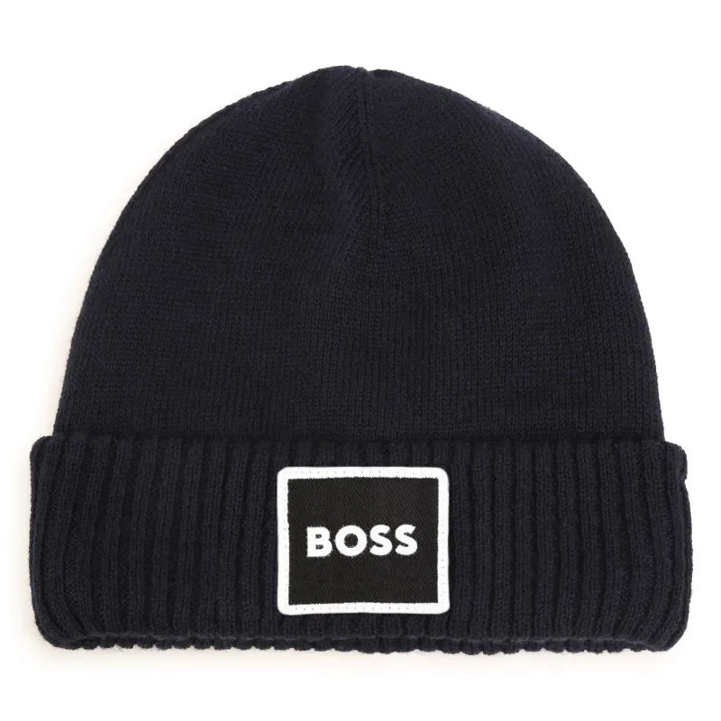 PULL ON HAT NAVY WHITE BOSS LOGO / J01145-849