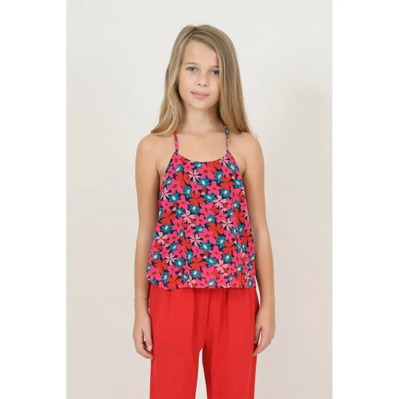 CAMISOLE TOP RED MULTI FLORAL PRINT / R1431B