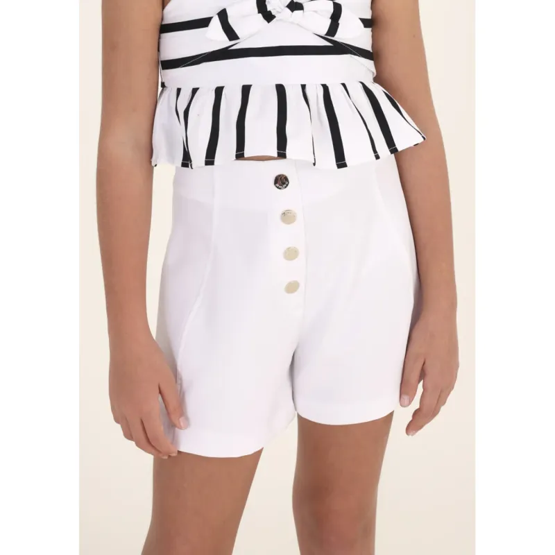 CREPE SHORTS WHITE GOLD BUTTONS / 6235-087