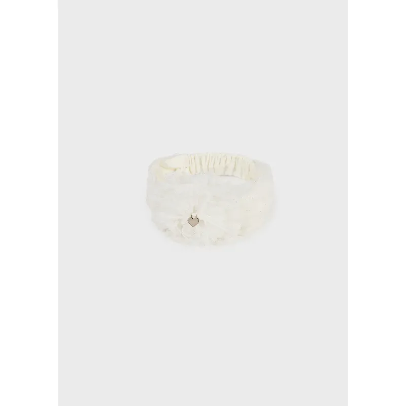 DRESSY HEADBAND CREAM STRETCH TULLE FLOWER TRIM / 9728-041