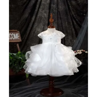 DRESS OFF WHITE SPARKLY LACE BODICE TRIM & TULLE LAYERS WITH HHAIR / Y9011071