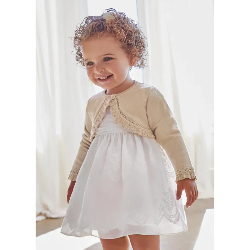 BOLERO CARDIGAN KNIT CHAMPAGNE CROCKET EDGING SPARKLY / 5349-082
