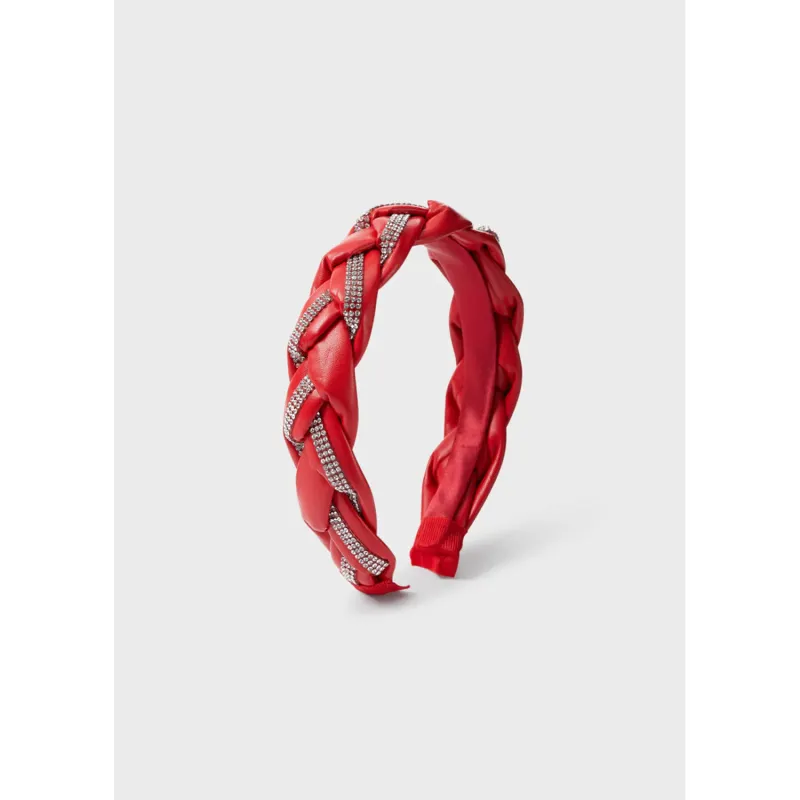 HEADBAND HARD RED WITH RHINESTONE TRIM / 10486-013