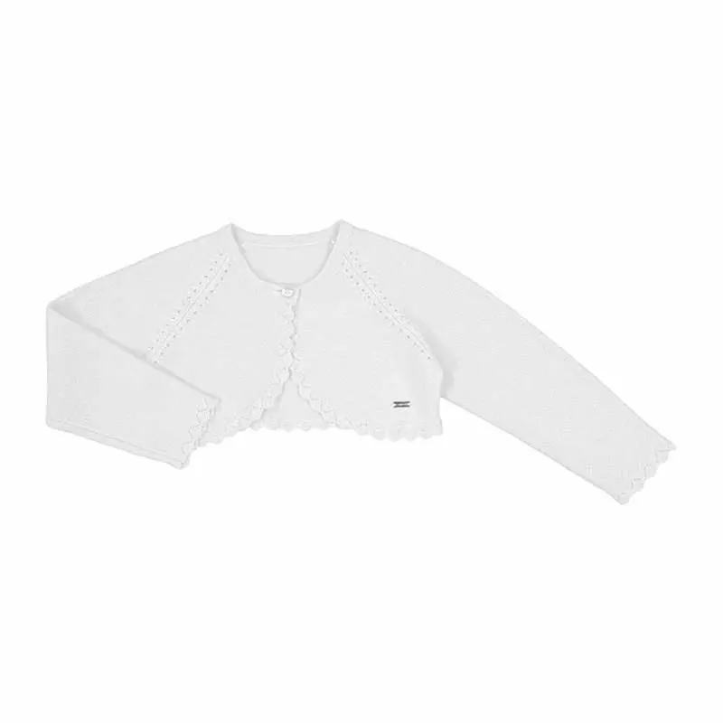 BOLERO CARDIGAN WHIE CROCHET EDGE / 306-052