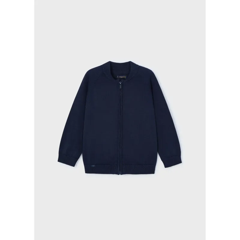 KNIT CARDIGAN NAVY ZIPPER CLOSURE / 3362-040