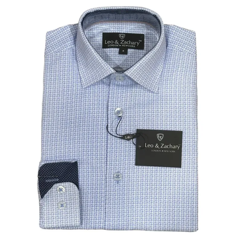 SHIRT BLUE GRAPHICS PRINT NAVY PRINT CUFF & NECKLINE / 5973