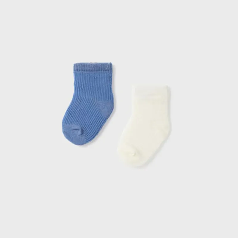 2 PAIR SOCKS CREAM OR BLUE / 9587-023