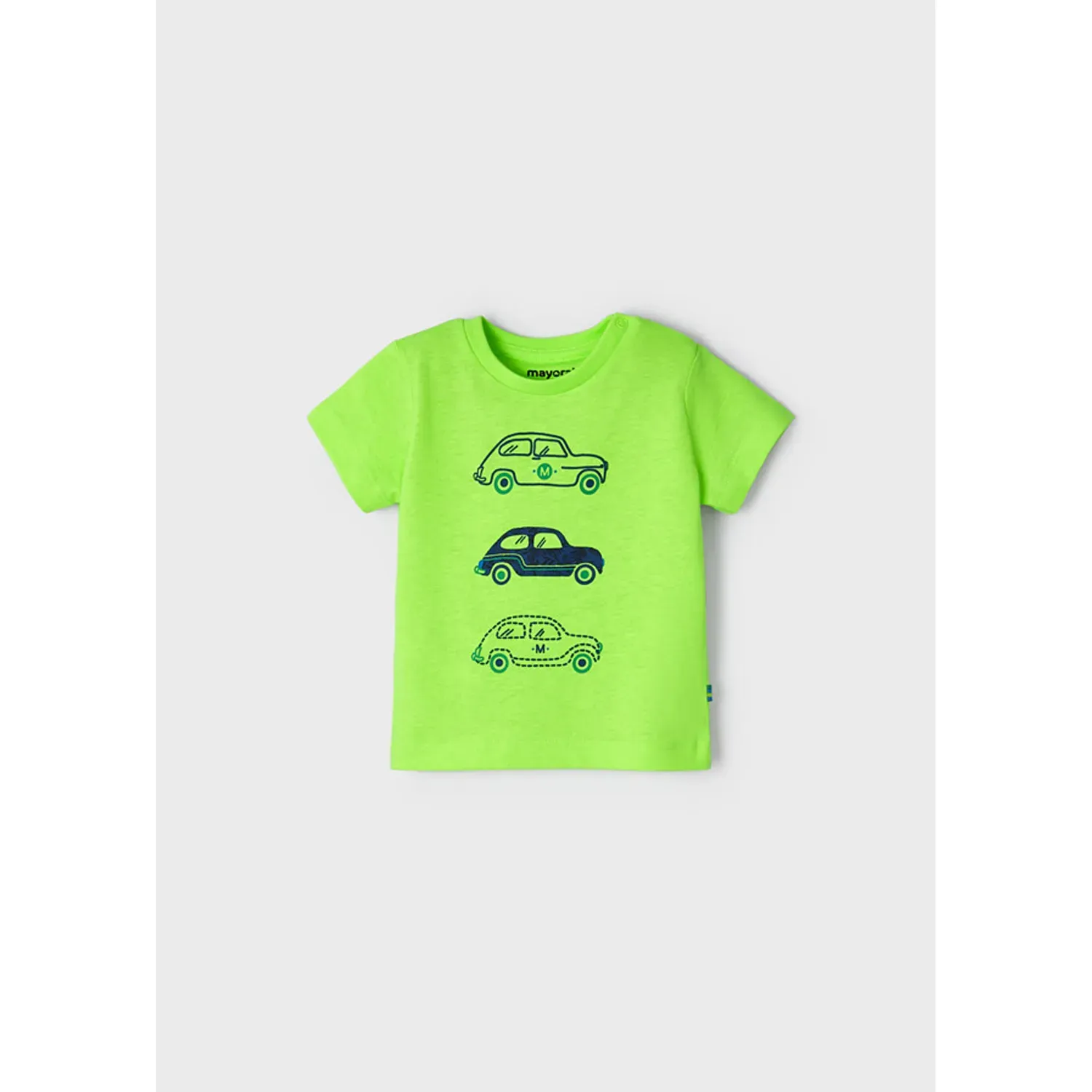 TSHIRT LIME GREEN 3 CARS PRINT SHORT SLEEVE / 1006