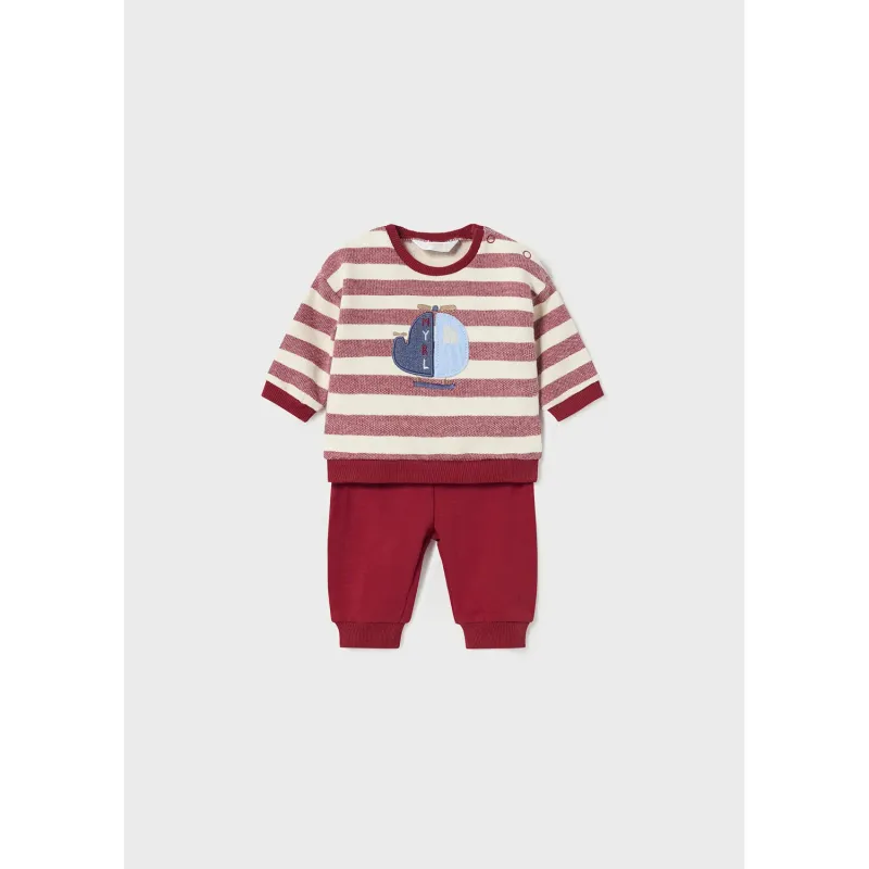 2PC TRACKSUIT STRIPED TOP MAROON & WHITE & MAROON PANT / 2681-020