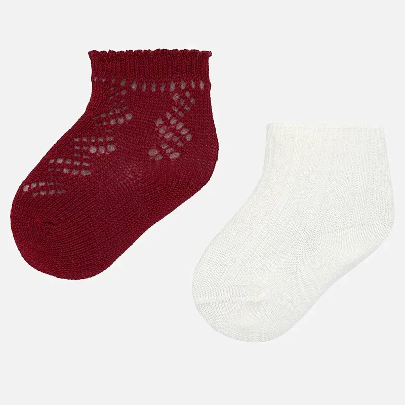 2 PACK SOCKS BURGUNDY AND CREA