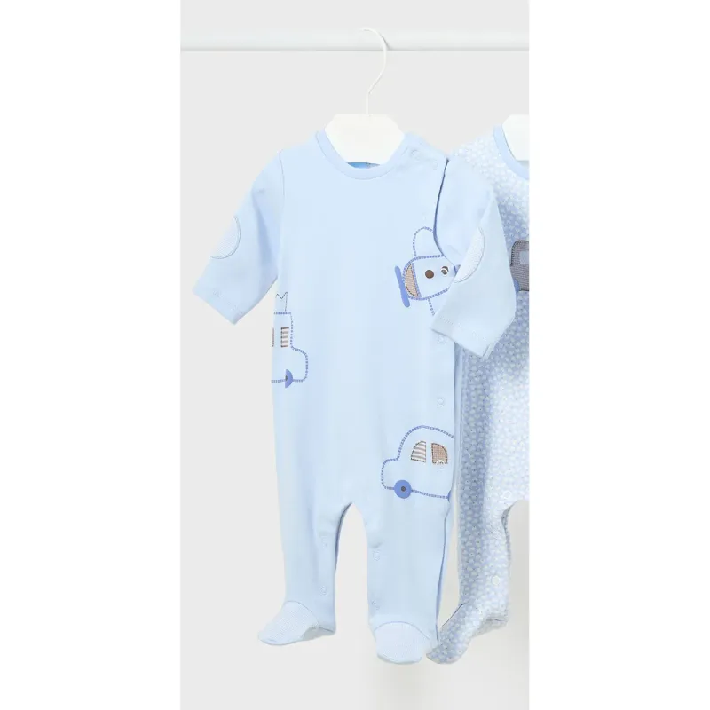 ROMPER SKY BLUE SIDE CLOSURE CAR & AIRPLANE OUTLINE / 2747-32