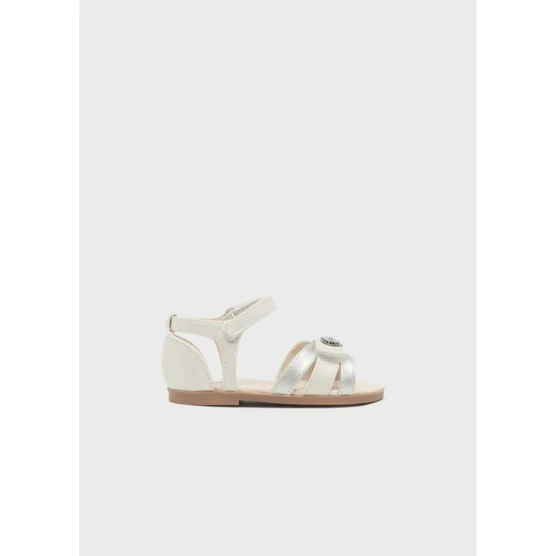SANDAL SILVER & CREAM RHINESTONE BOW TRIM / 41448-095