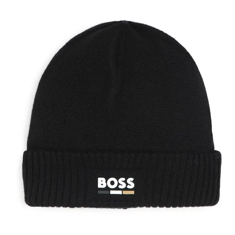 BLACK KNIT BEANIE HAT / J51600-09B