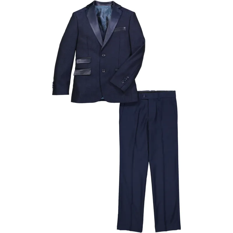3 PC SUIT NAVY BLACK SATIN L
