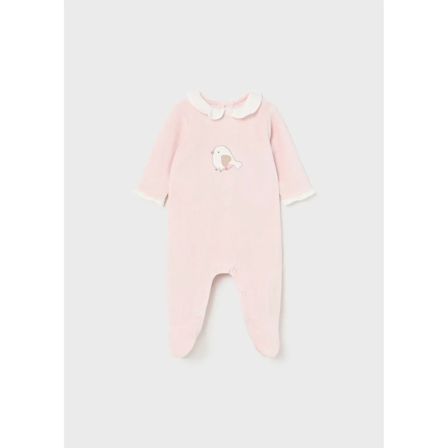 ROSE PINK VELOUR SLEEPER BIRD APPLIQUE / 2777-085