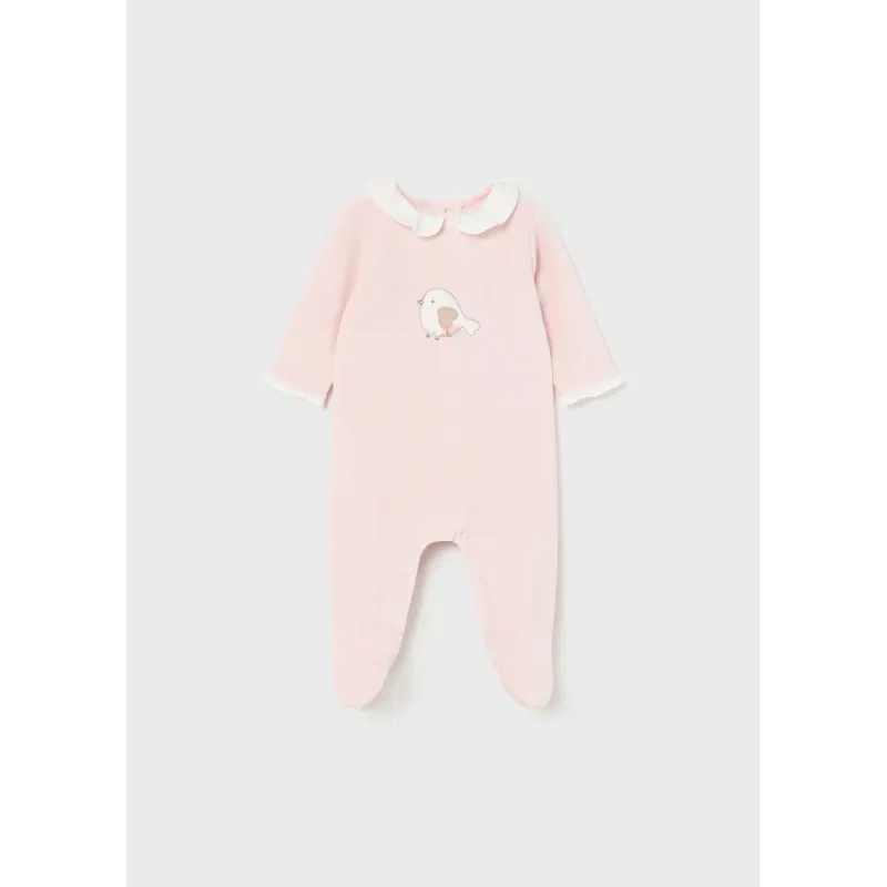 ROSE PINK VELOUR SLEEPER BIRD APPLIQUE / 2777-085