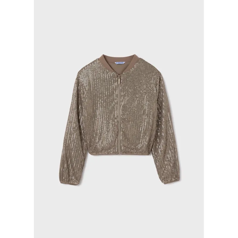 TAUPE SEQUIN JACKET ZIP CLOSURE / 7474-056
