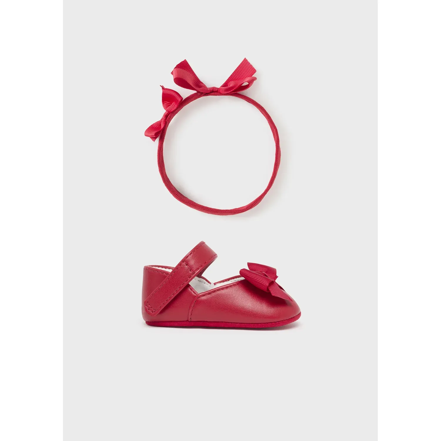 2PC SHOE & HEADBAND RED MARYJANE BOW TRIM / 9690-093