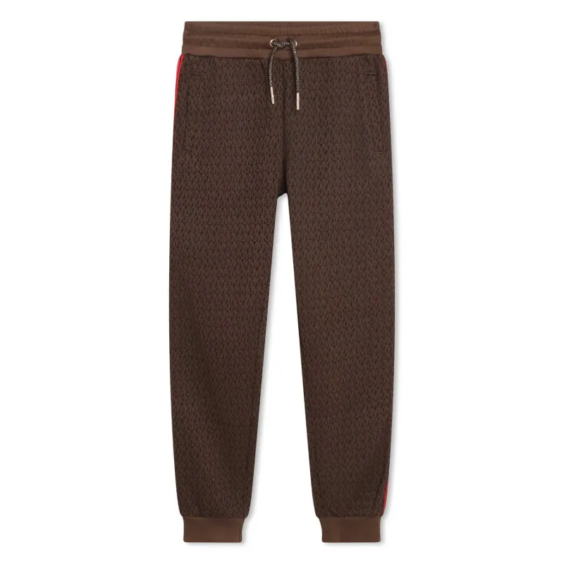 JOGGING BOTTOMS BROWN FUSCHIA STRIPE MK ALLOVER PRINT / R14156-319