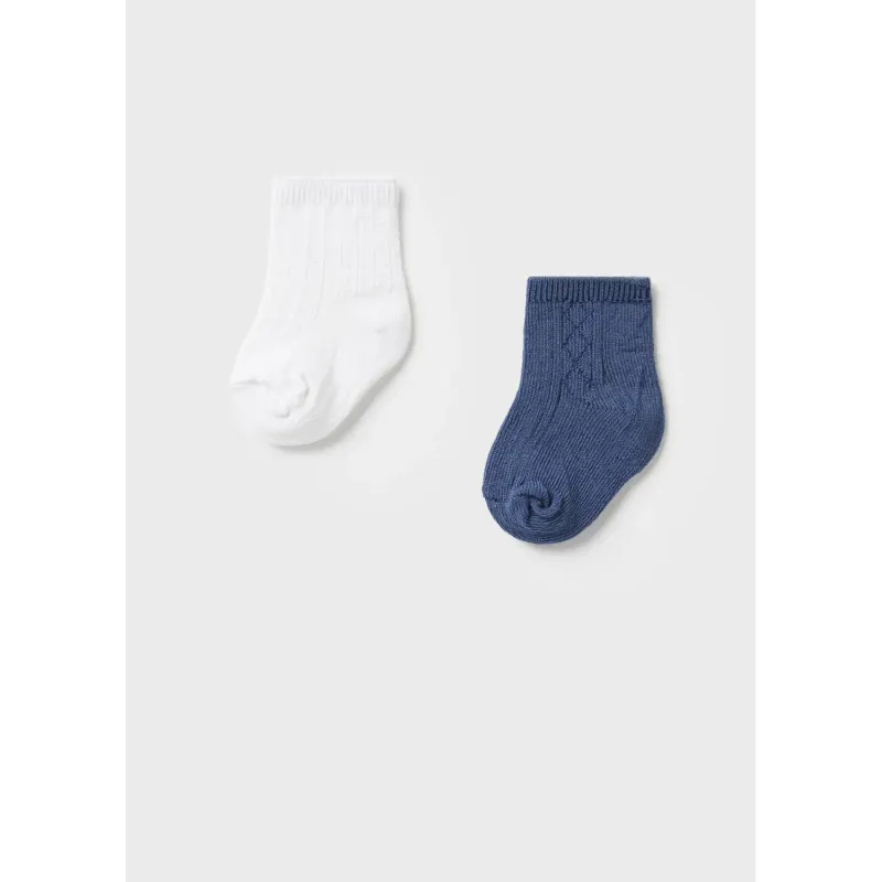 2 PACK SOCK SET WHITE & NAVY / 9590-070