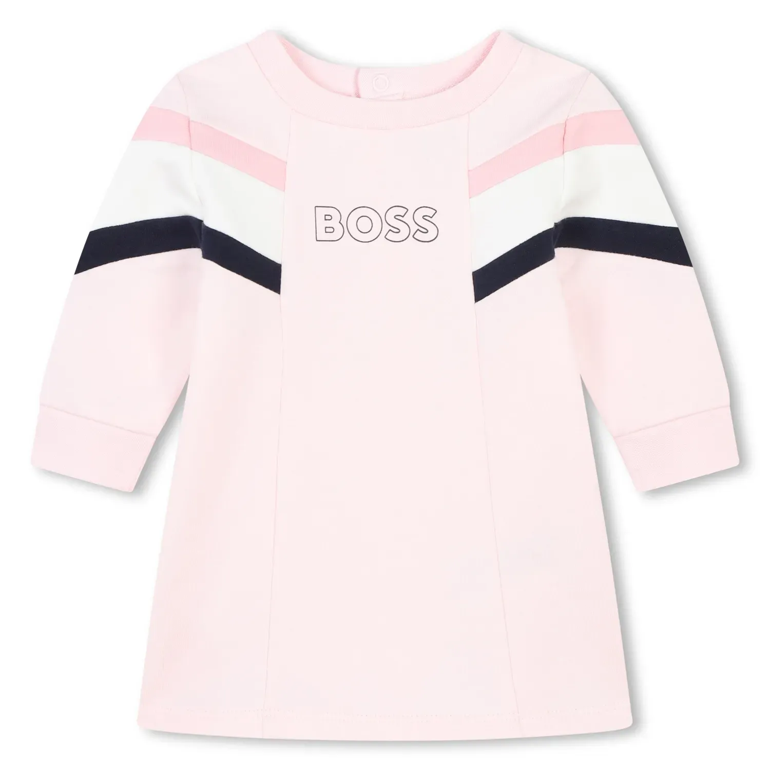 PINK DRESS LONG SLEEVE WHITE & BLACK STRIPE / J51077-44L