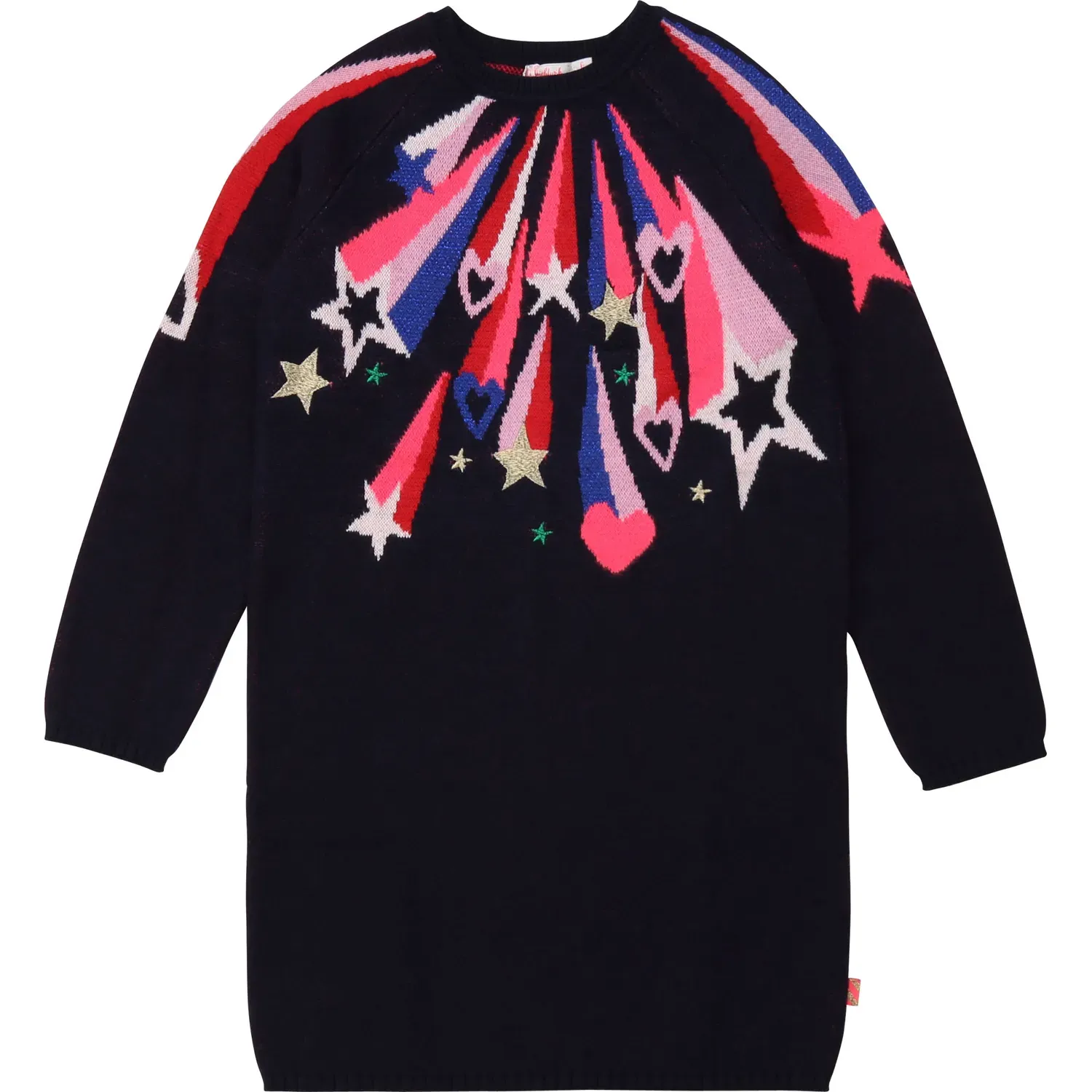 DRESS NAVY KNIT HEART & STARS PRINT / 12583